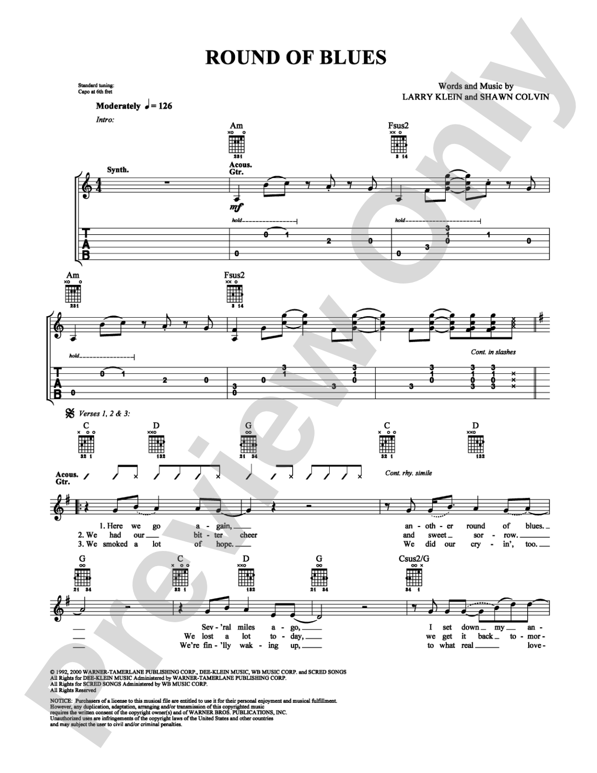 Round of Blues: Easy Guitar Digital Sheet Music
