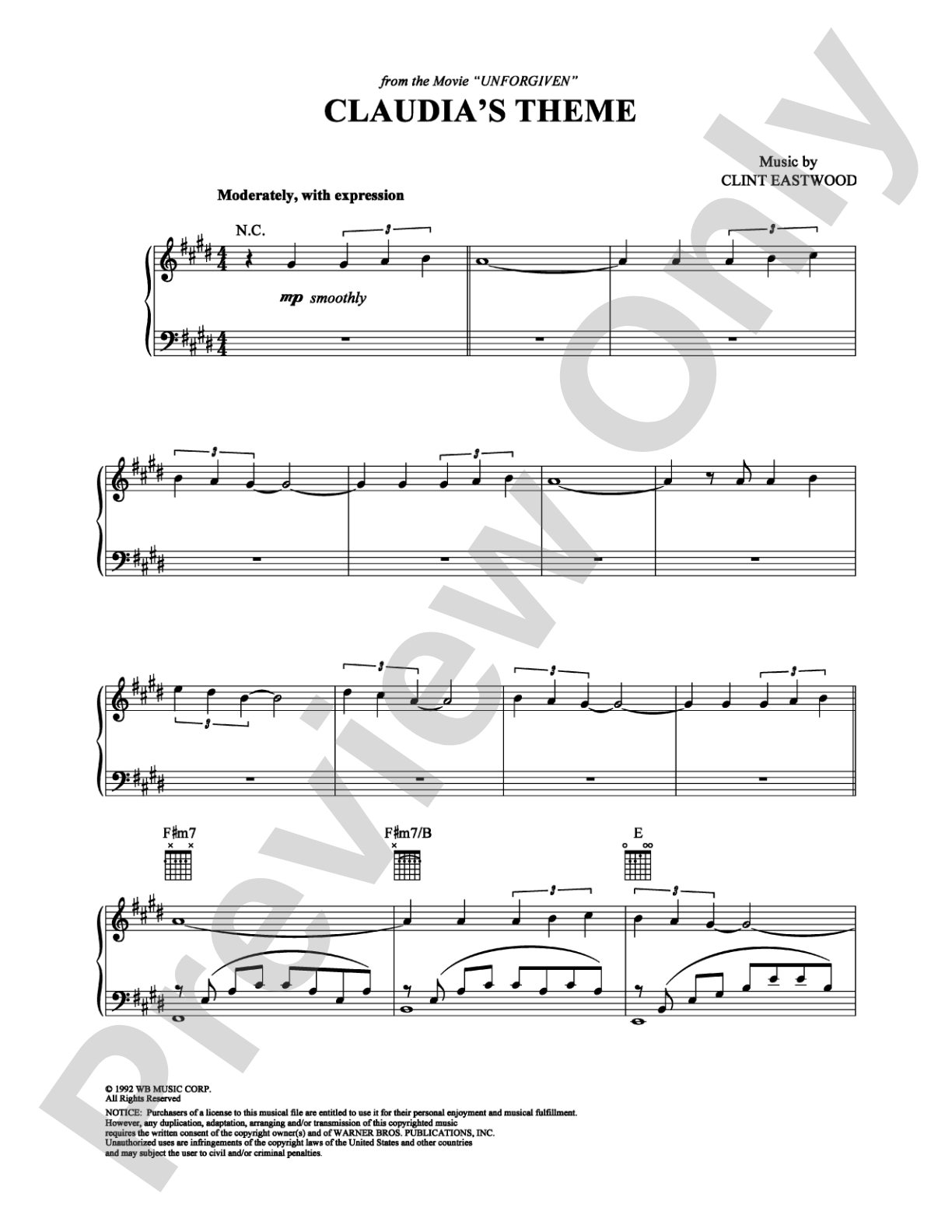 Claudia's Theme: Piano Digital Sheet Music