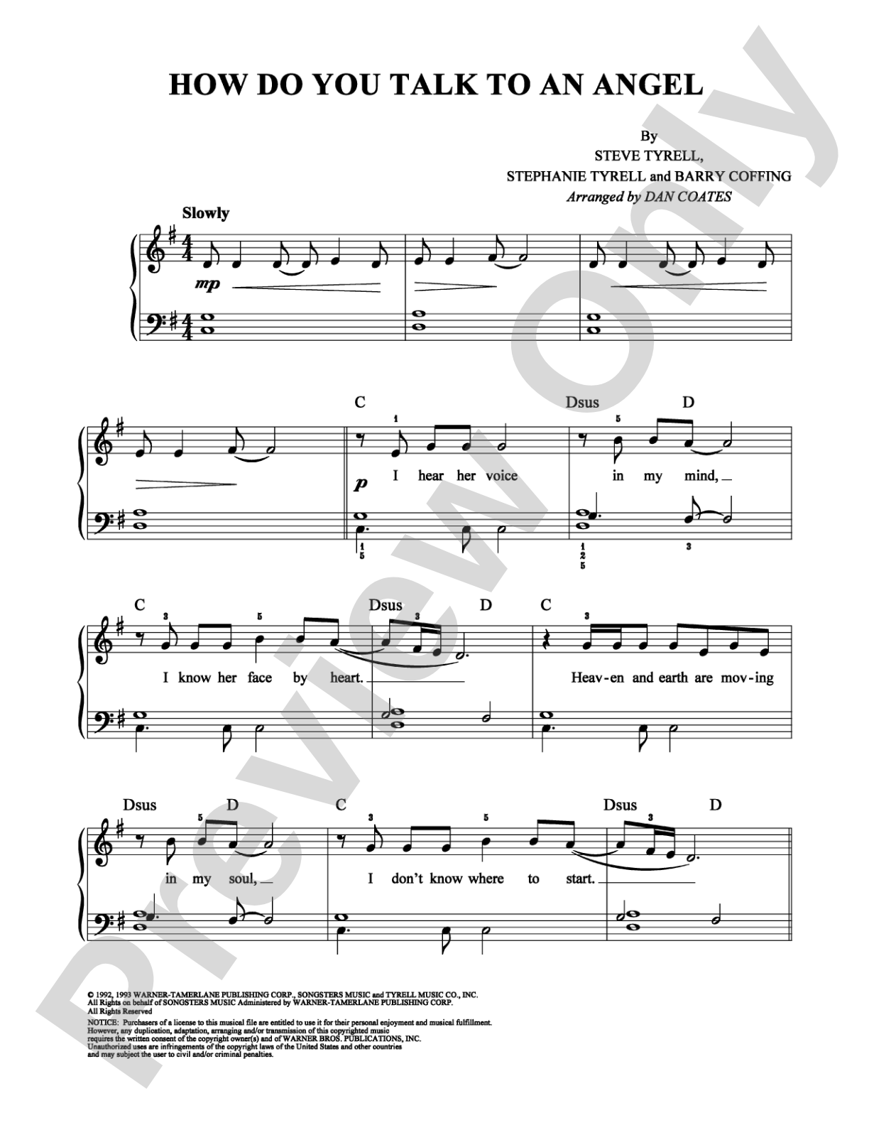 How Do You Talk to an Angel: Easy Piano Digital Sheet Music