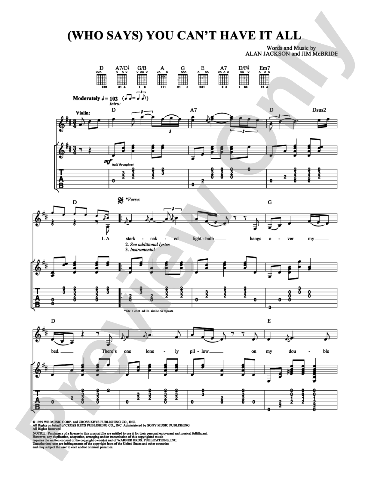 (Who Says) You Can't Have It All: Guitar TAB Digital Sheet Music