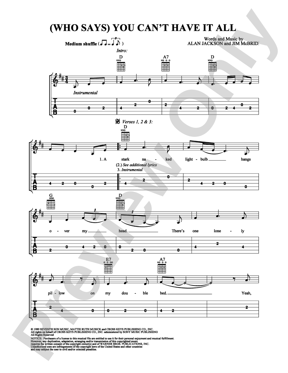 (Who Says) You Can't Have It All: Easy Guitar Digital Sheet Music