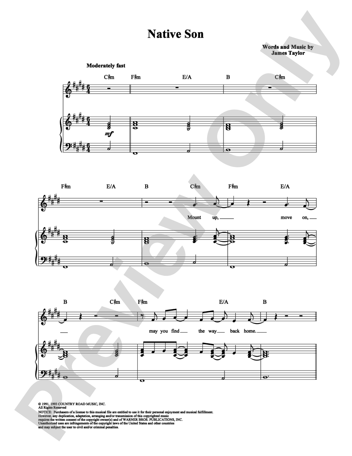Native Son: Piano/Vocal/Chords Digital Sheet Music