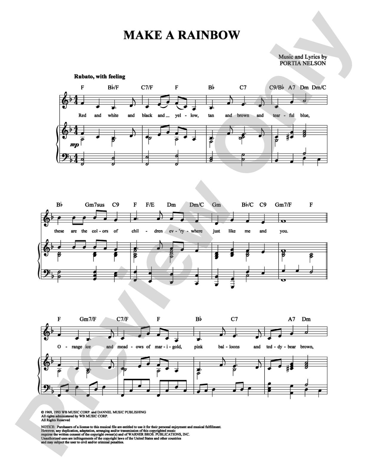 Make a Rainbow: Piano/Vocal/Chords Digital Sheet Music