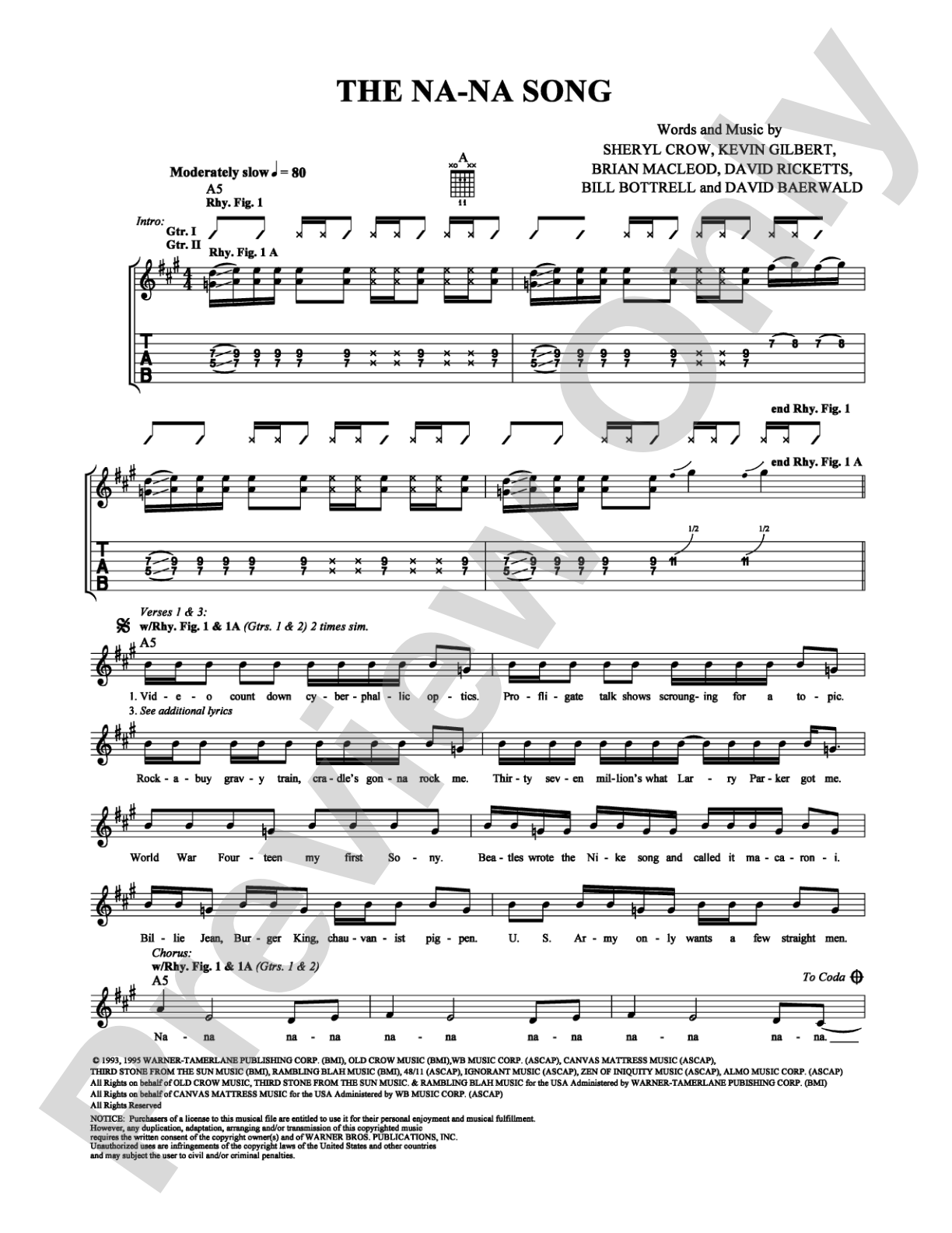 The Na-Na Song: Guitar TAB Digital Sheet Music