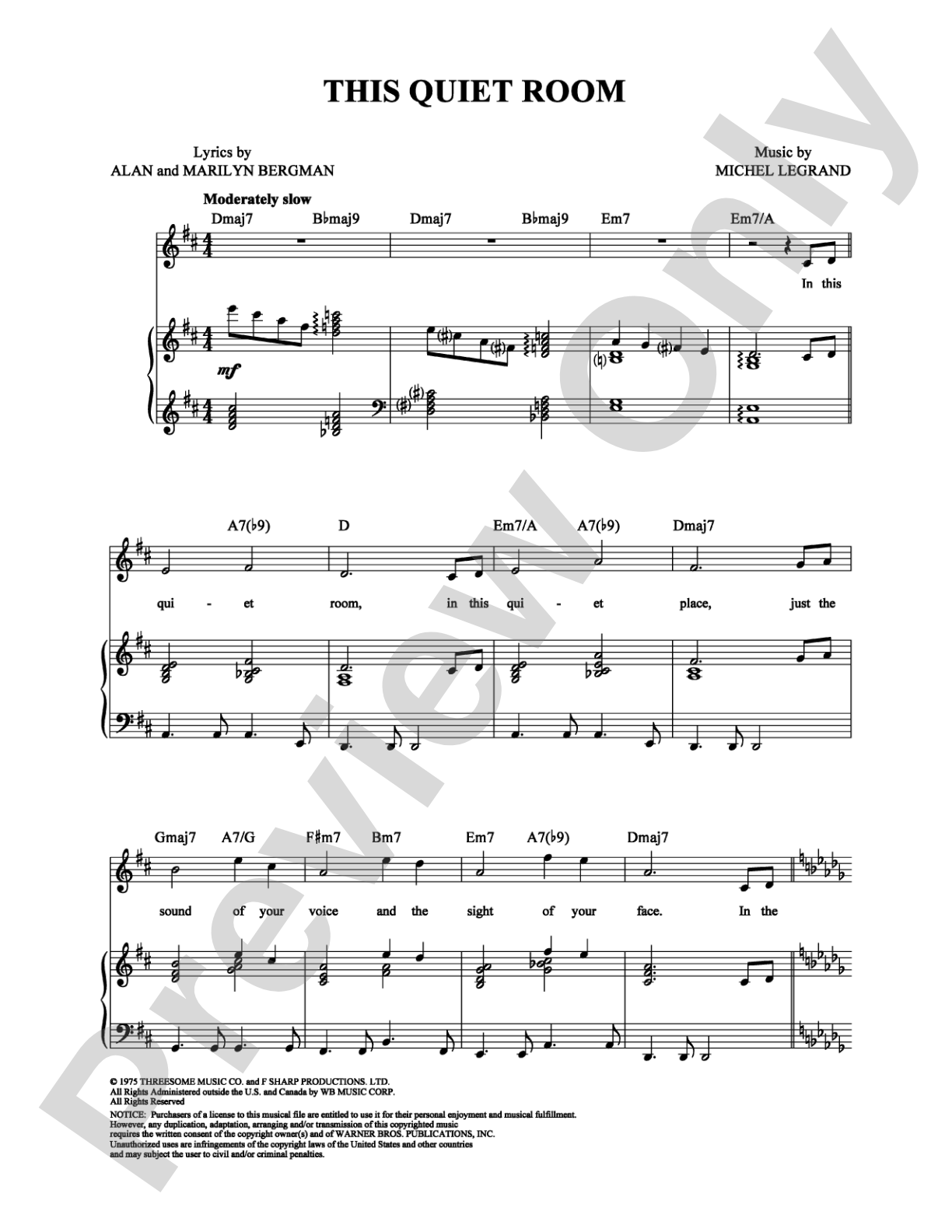 This Quiet Room: Piano/Vocal/Chords Digital Sheet Music