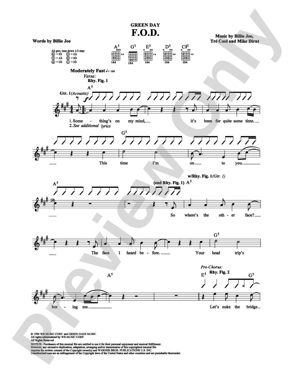 F.O.D.: Guitar TAB Digital Sheet Music