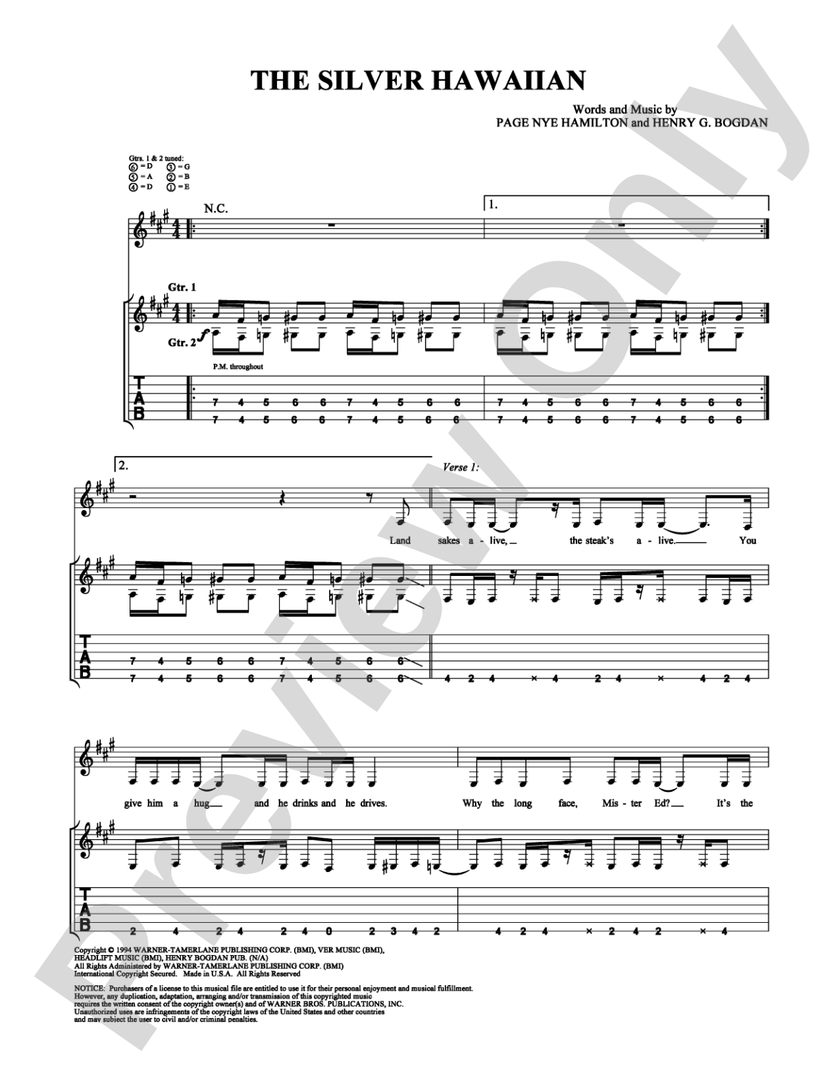 The Silver Hawaiian: Guitar TAB Digital Sheet Music