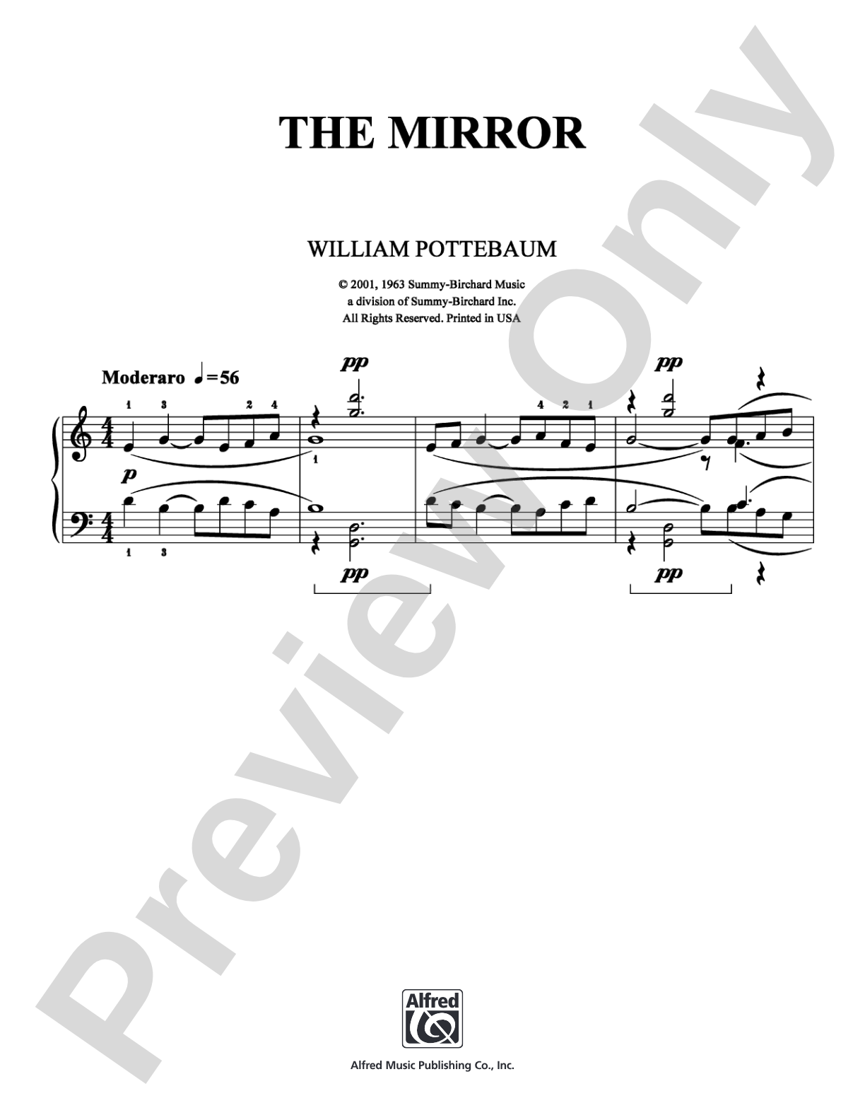 The Mirror: Easy Piano Digital Sheet Music