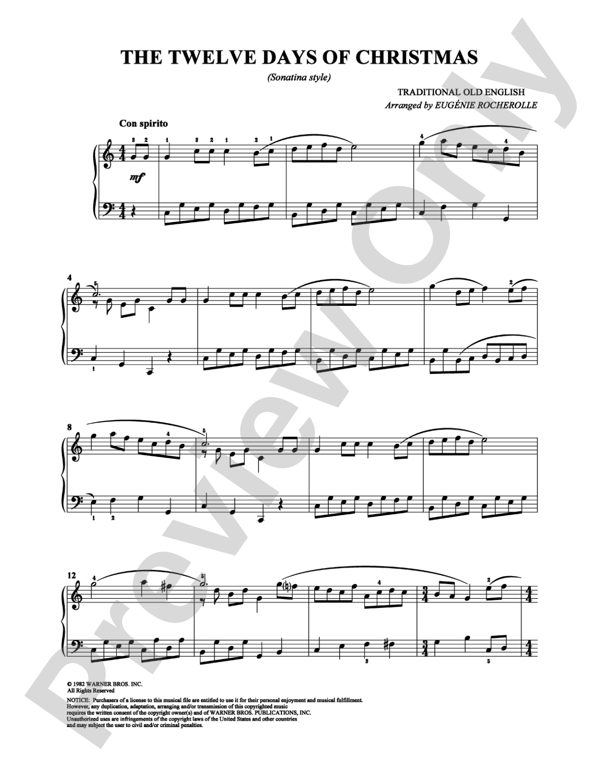 The Twelve Days Of Christmas: Piano Digital Sheet Music