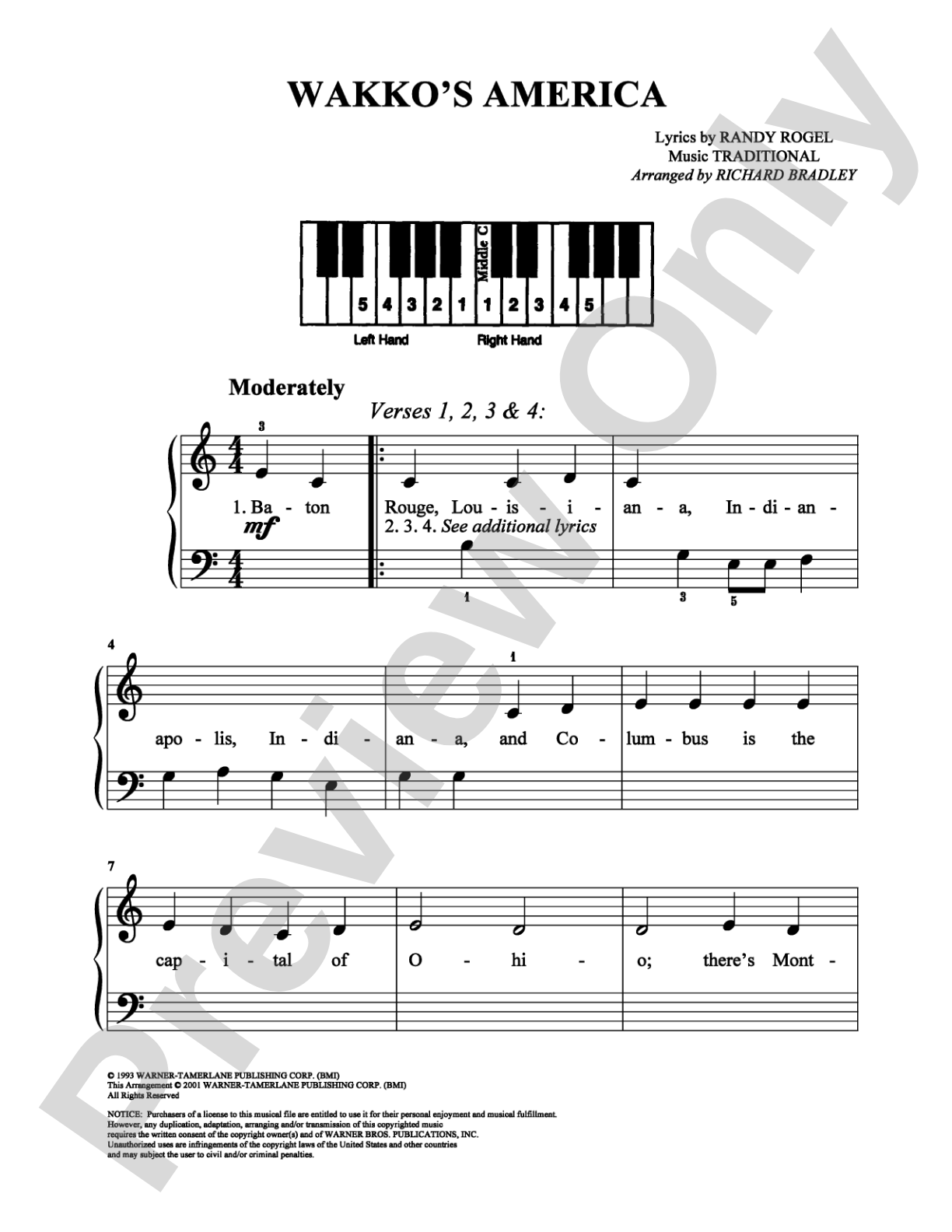 Wakko's America: Easy Piano Digital Sheet Music