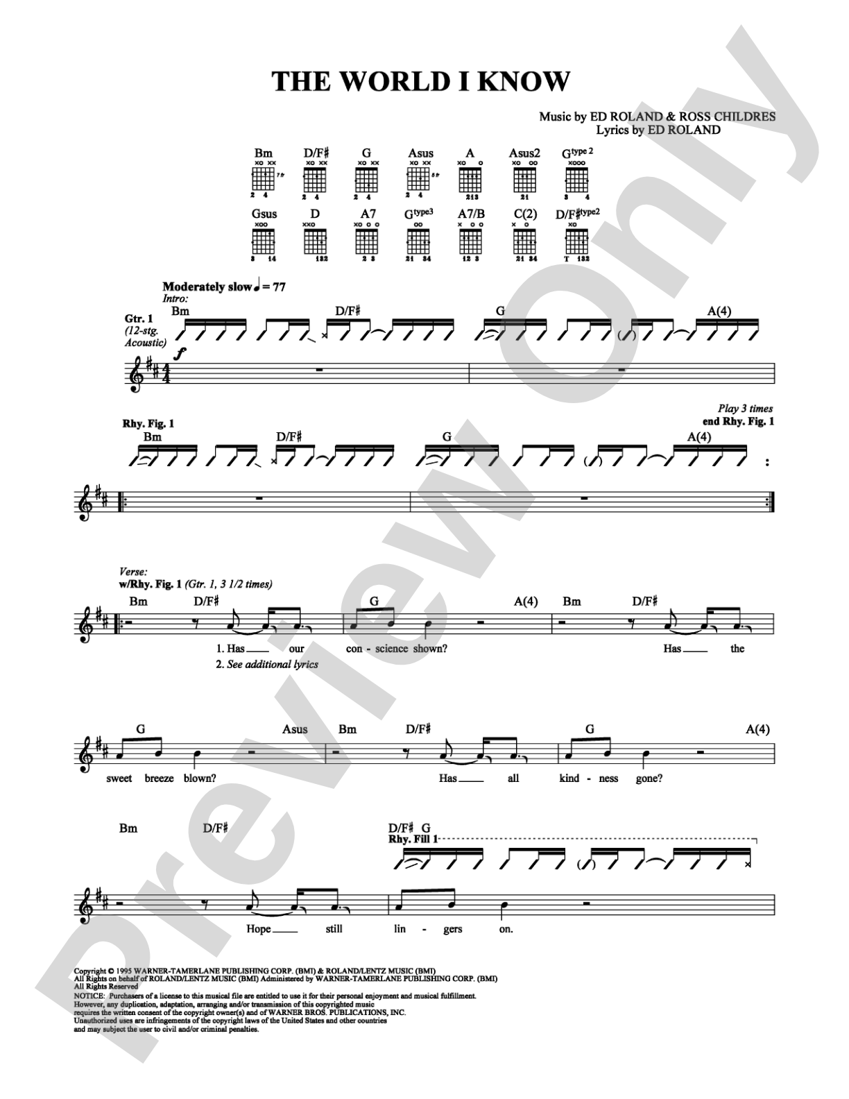 The World I Know: Guitar TAB Digital Sheet Music