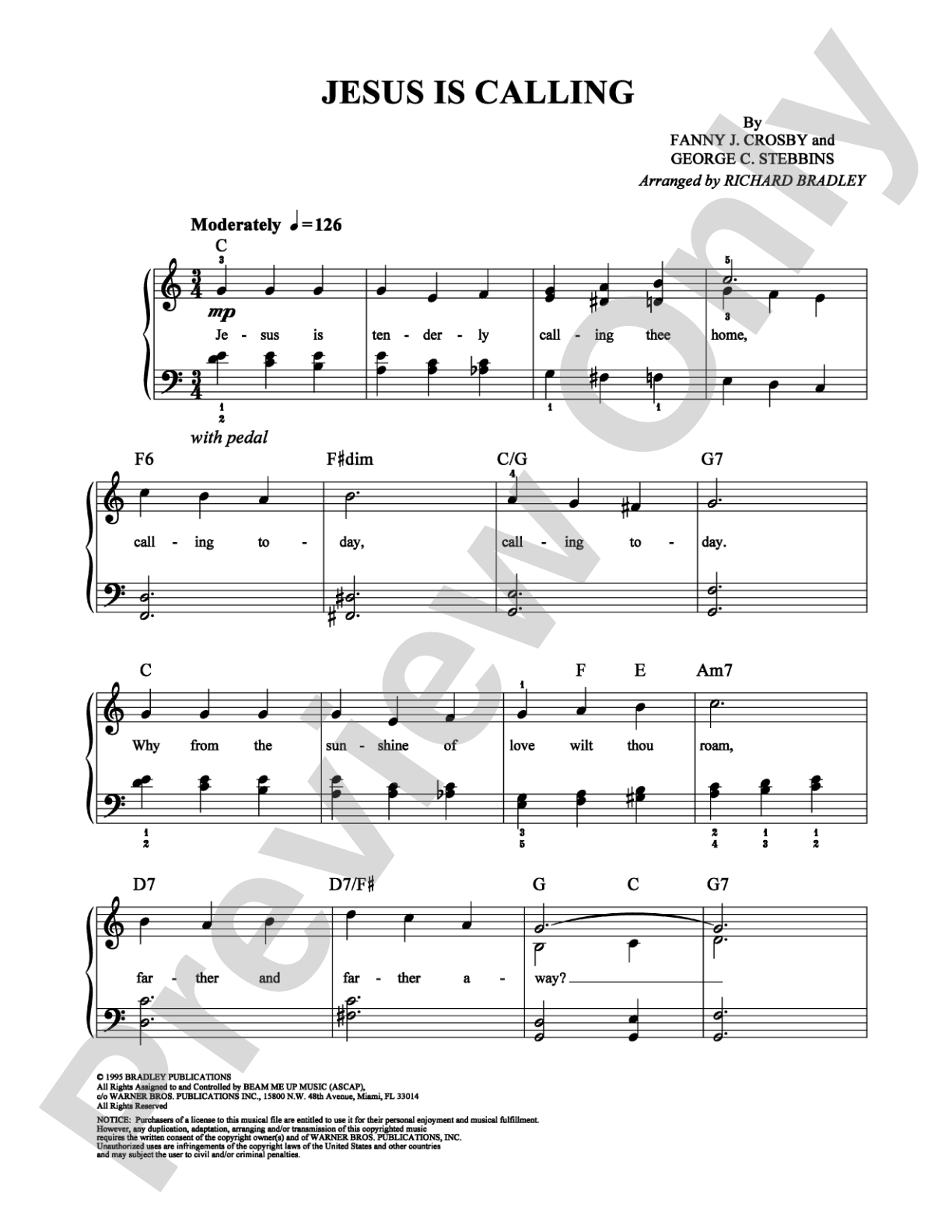 Jesus Is Calling: Easy Piano Digital Sheet Music