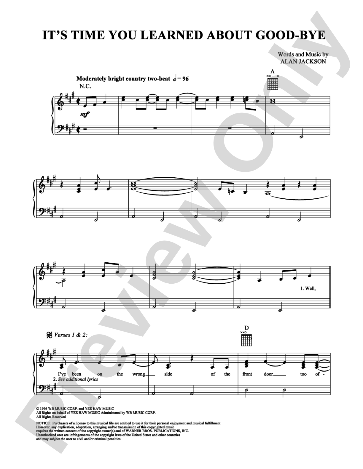 It's Time You Learned About Good-Bye: Piano/Vocal/Chords Digital Sheet Music