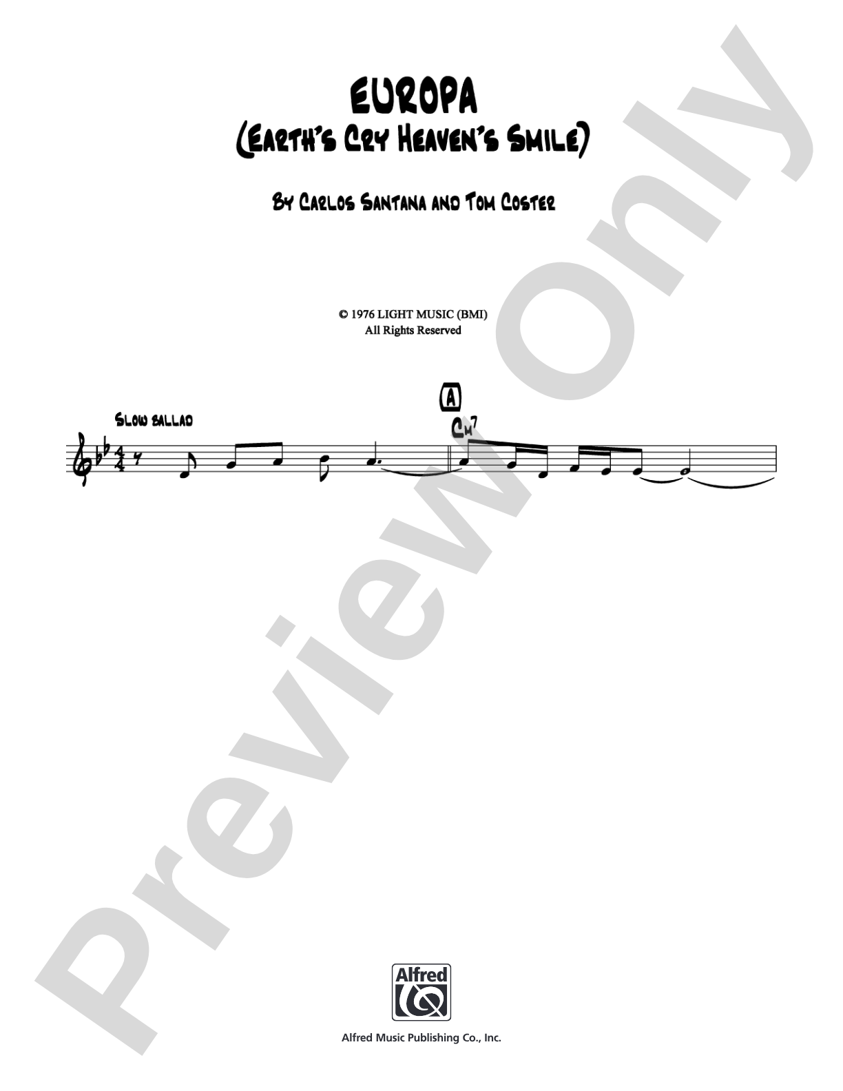 Europa (Earth's Cry Heaven's Smile): Lead Sheet Digital Sheet Music