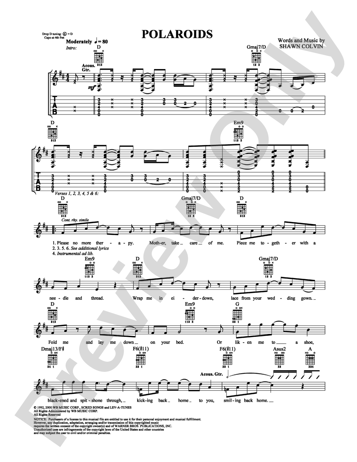 Polaroids: Easy Guitar Digital Sheet Music