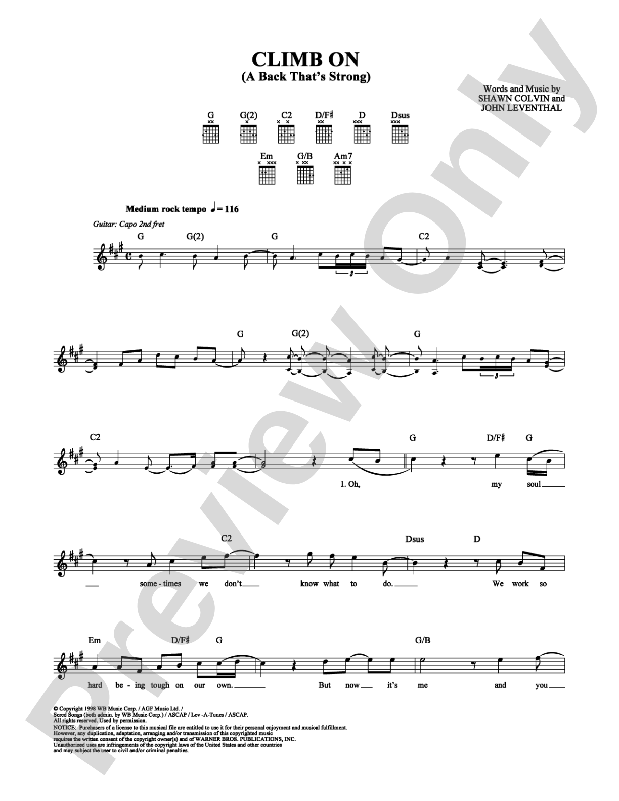 Climb On (A Back That's Strong): Lead Sheet Digital Sheet Music