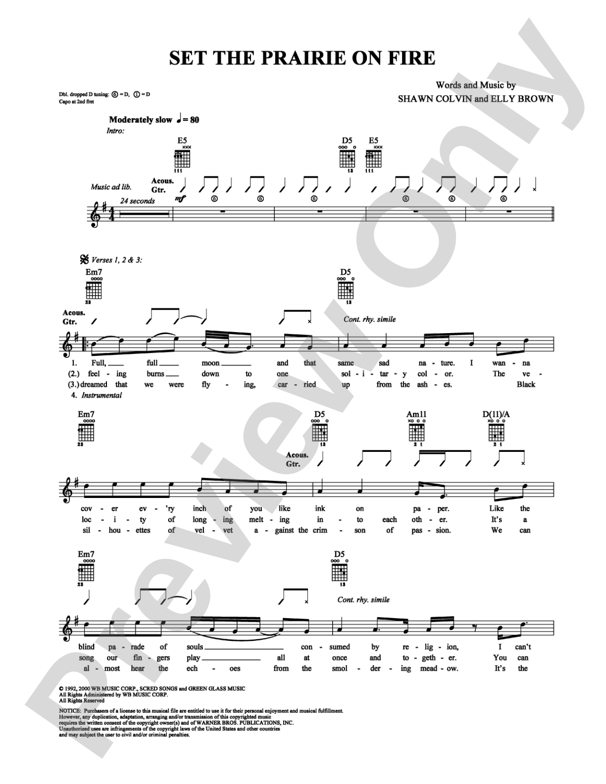 Set the Prairie on Fire: Lead Sheet Digital Sheet Music