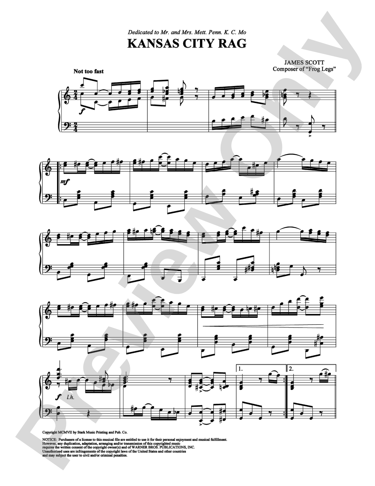 Kansas City Rag: Piano Digital Sheet Music
