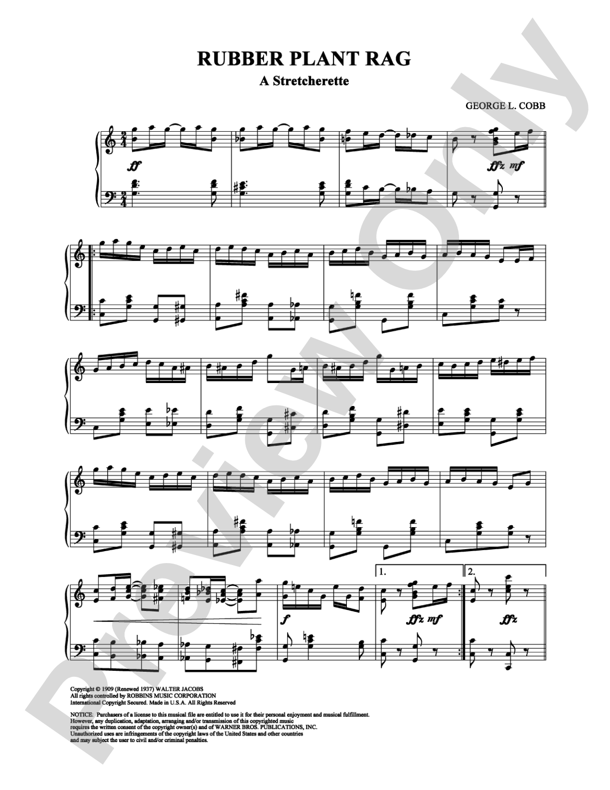 Rubber Plant Rag: Piano Digital Sheet Music