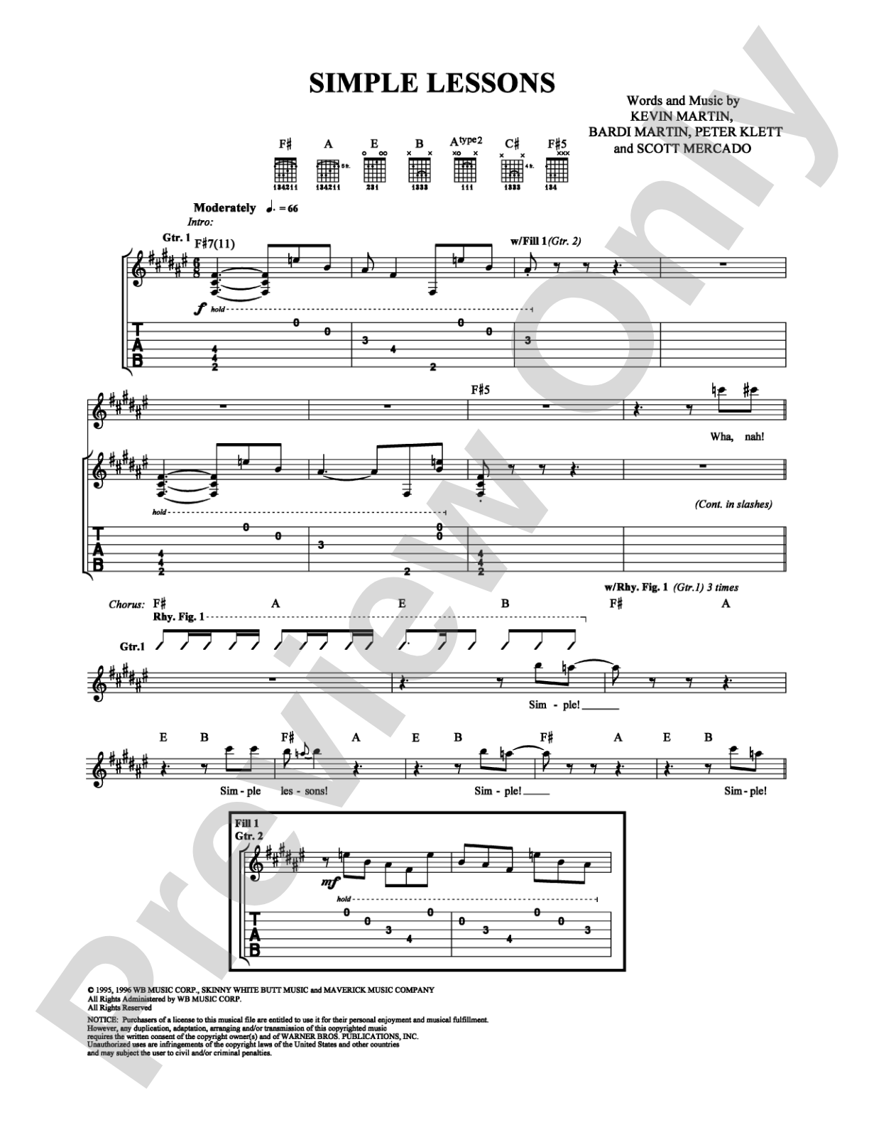 Simple Lessons: Guitar TAB Digital Sheet Music