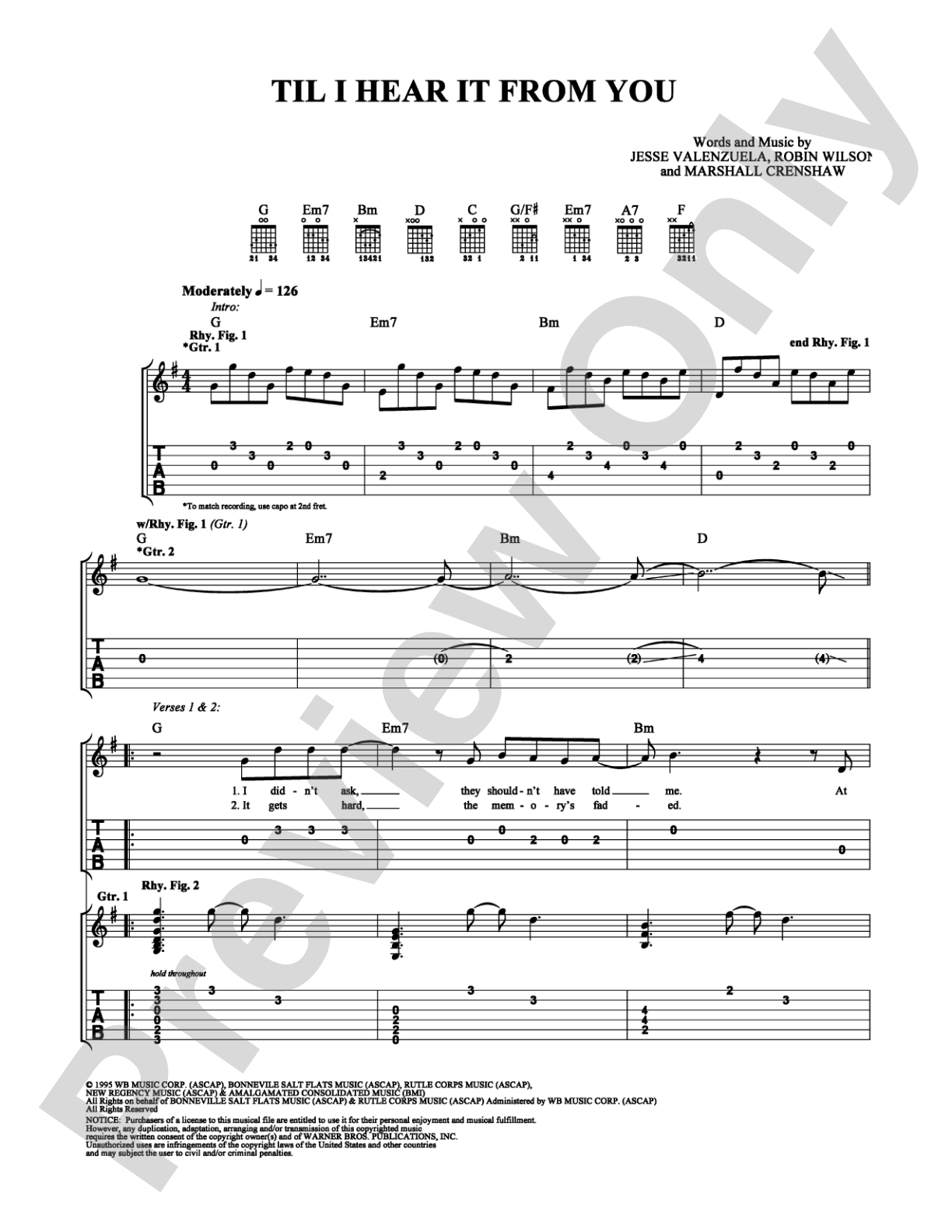 Til I Hear It From You: Easy Guitar Digital Sheet Music