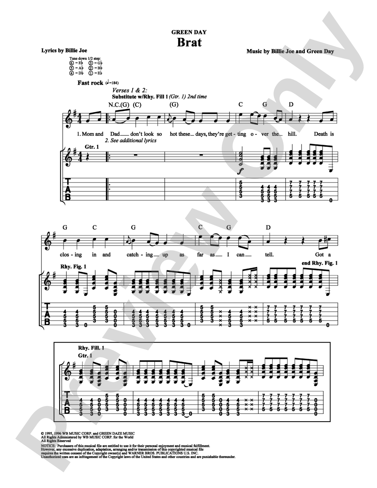 Brat: Guitar TAB Digital Sheet Music