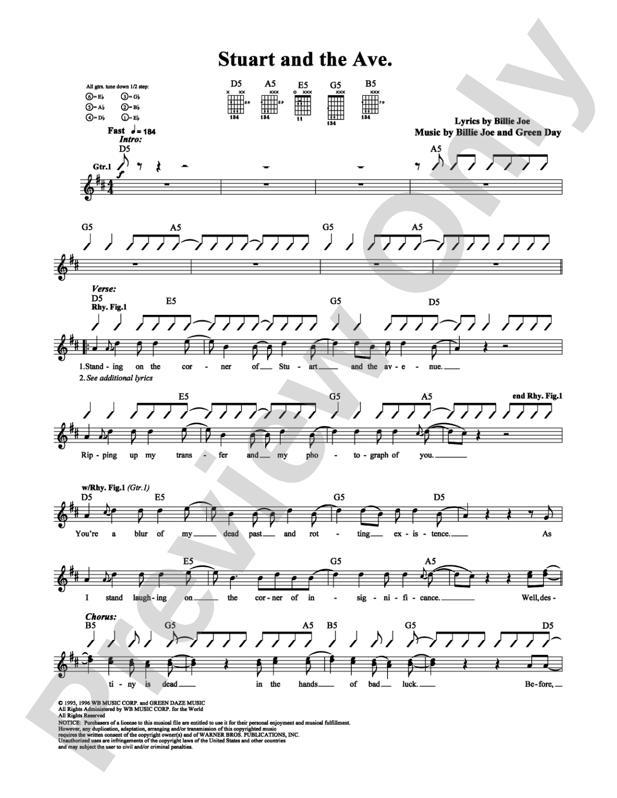Stuart and the Ave.: Guitar TAB Digital Sheet Music