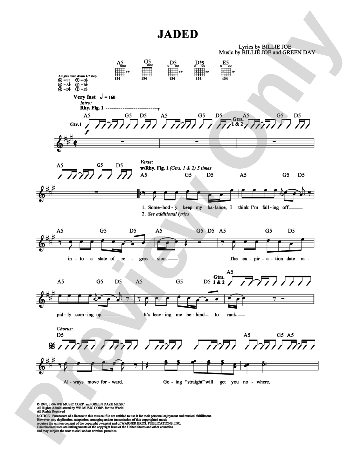 Jaded: Guitar TAB Digital Sheet Music