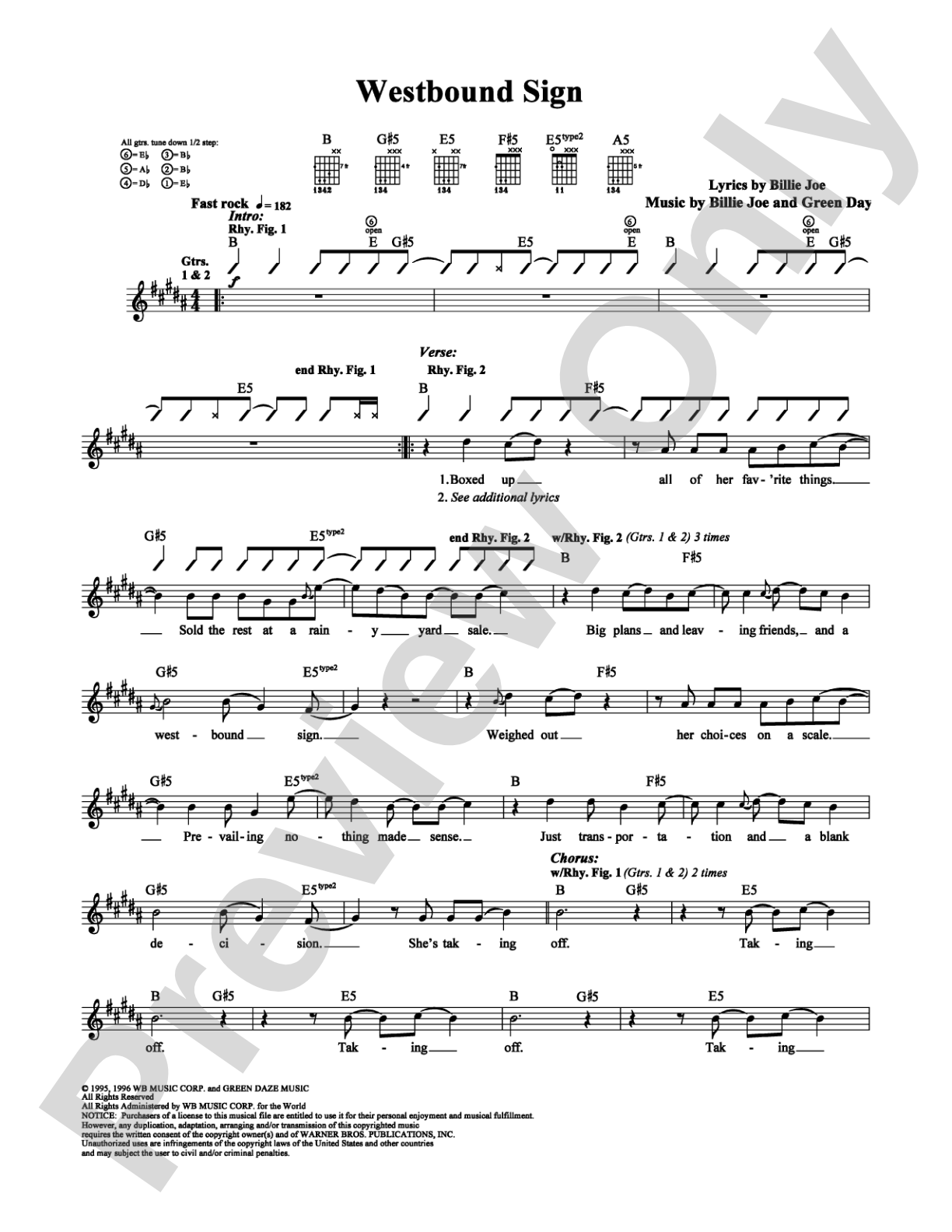 Westbound Sign: Guitar TAB Digital Sheet Music