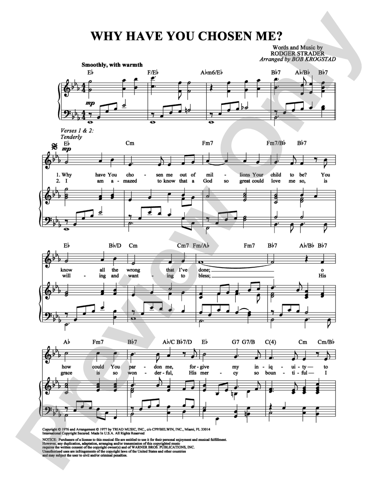 Why Have You Chosen Me?: Piano/Vocal/Chords Digital Sheet Music