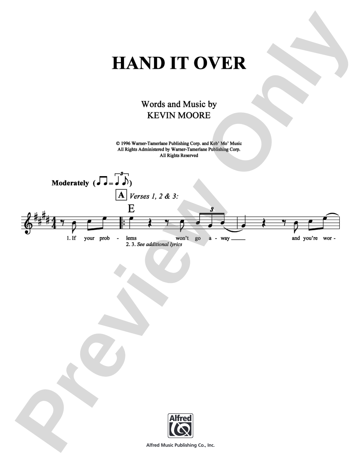 Hand It Over: Lead Sheet Digital Sheet Music
