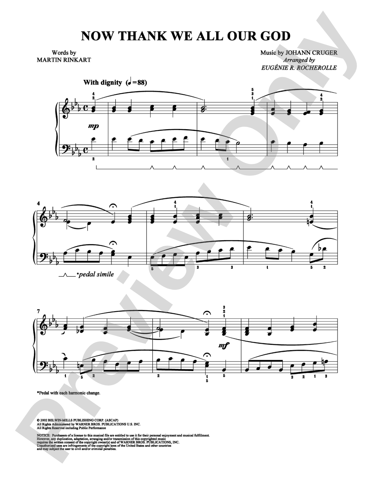 Now Thank We All Our God: Easy Piano Digital Sheet Music