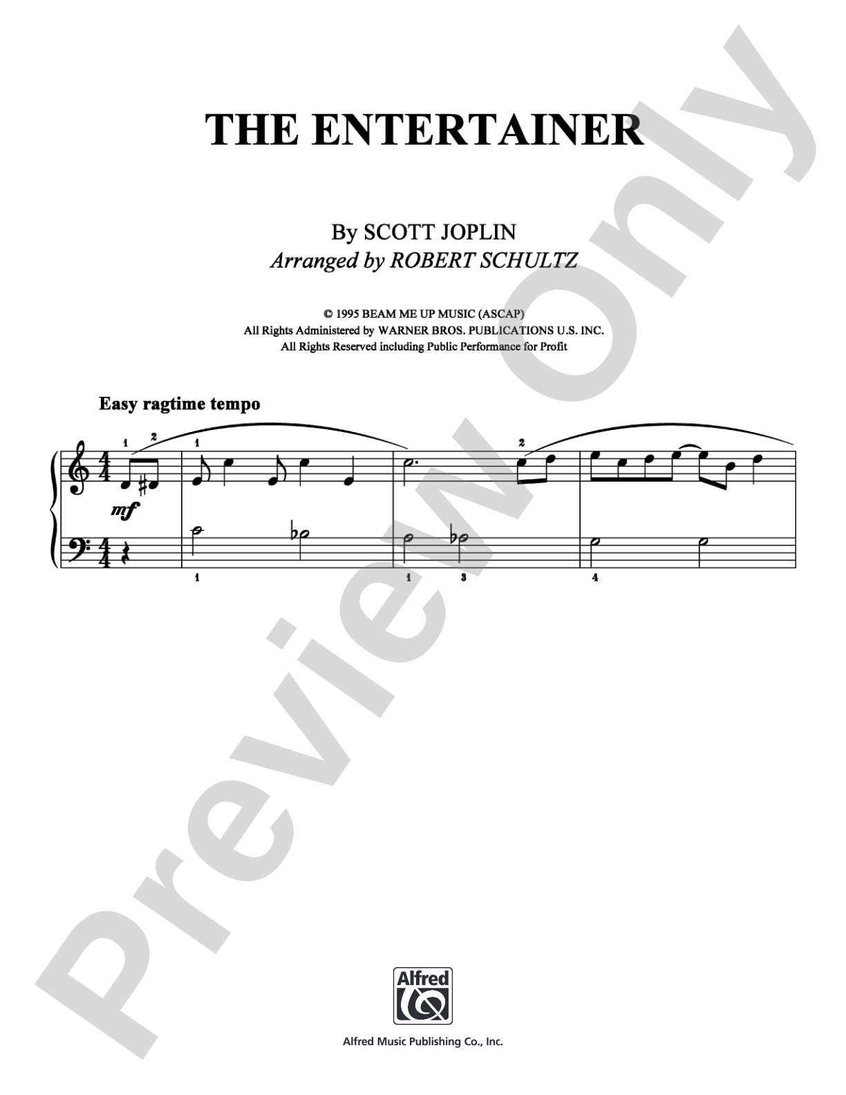 The Entertainer: Easy Piano Digital Sheet Music