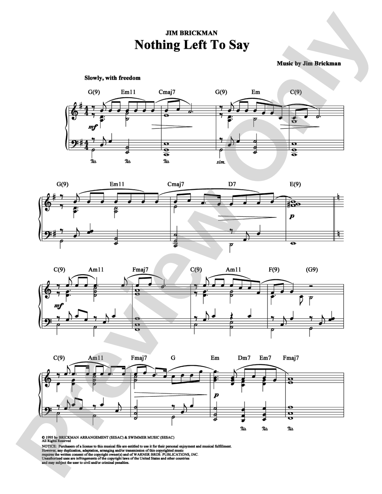 Nothing Left to Say: Piano Digital Sheet Music