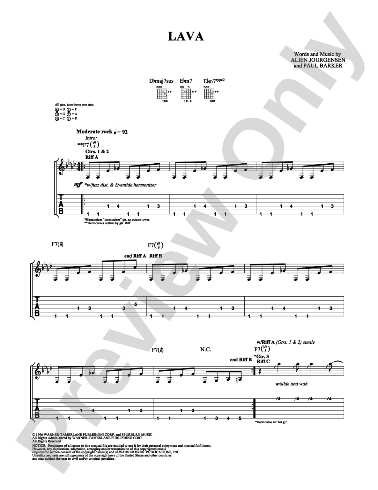 Lava: Guitar TAB Digital Sheet Music