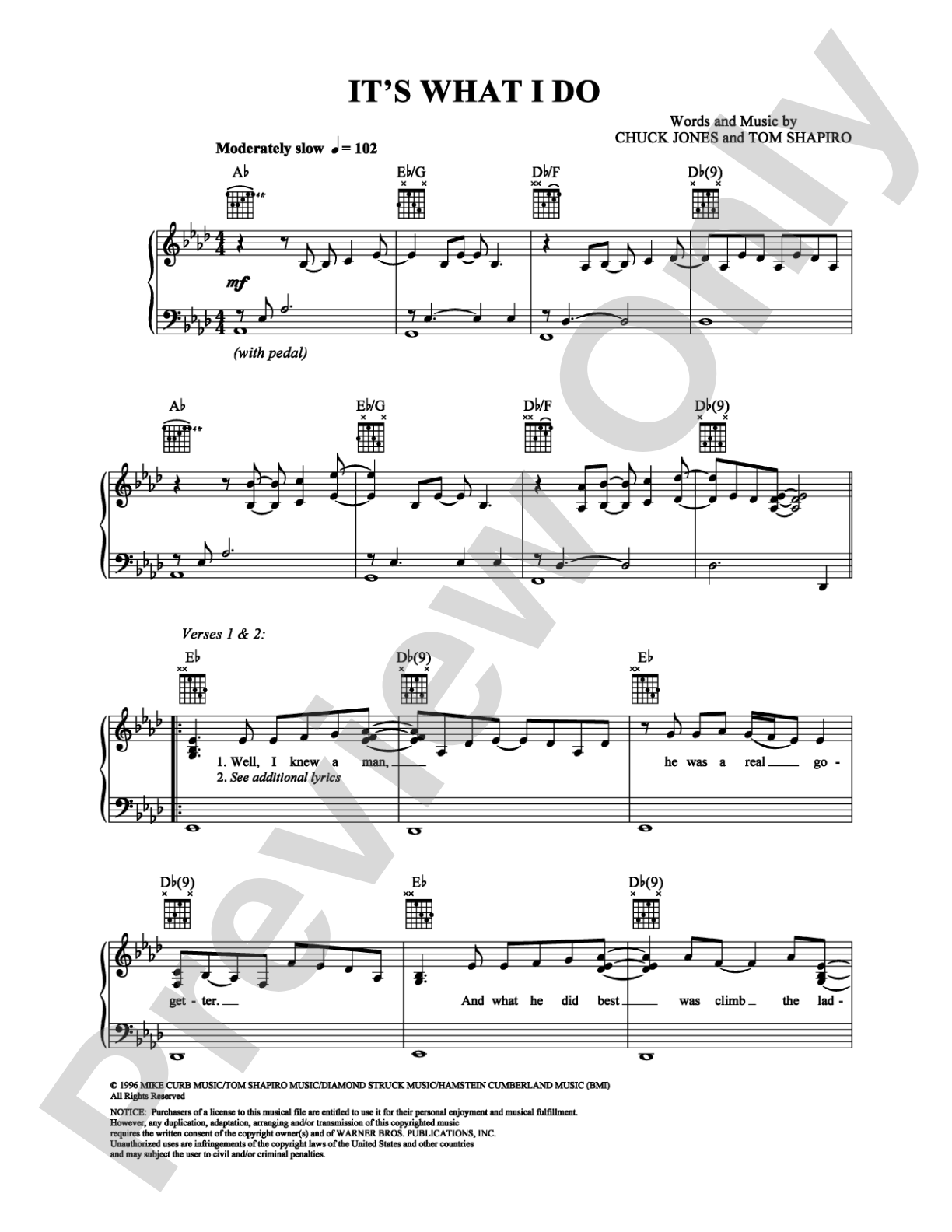 It's What I Do: Piano/Vocal/Chords Digital Sheet Music