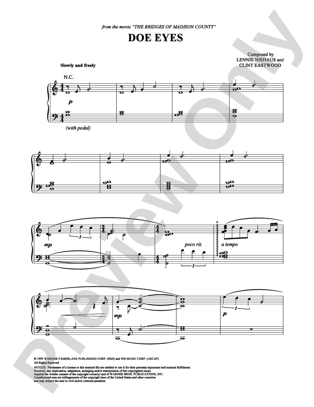 Doe Eyes: Piano Digital Sheet Music