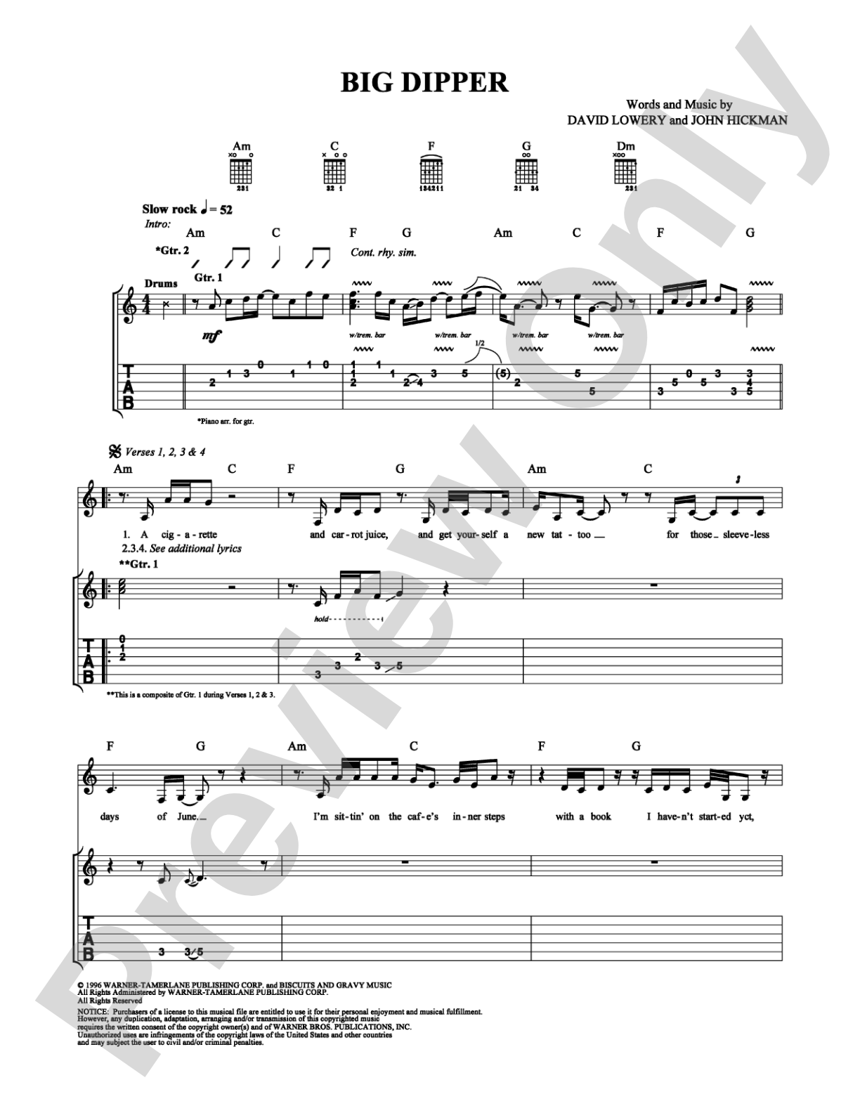 Big Dipper: Guitar TAB Digital Sheet Music