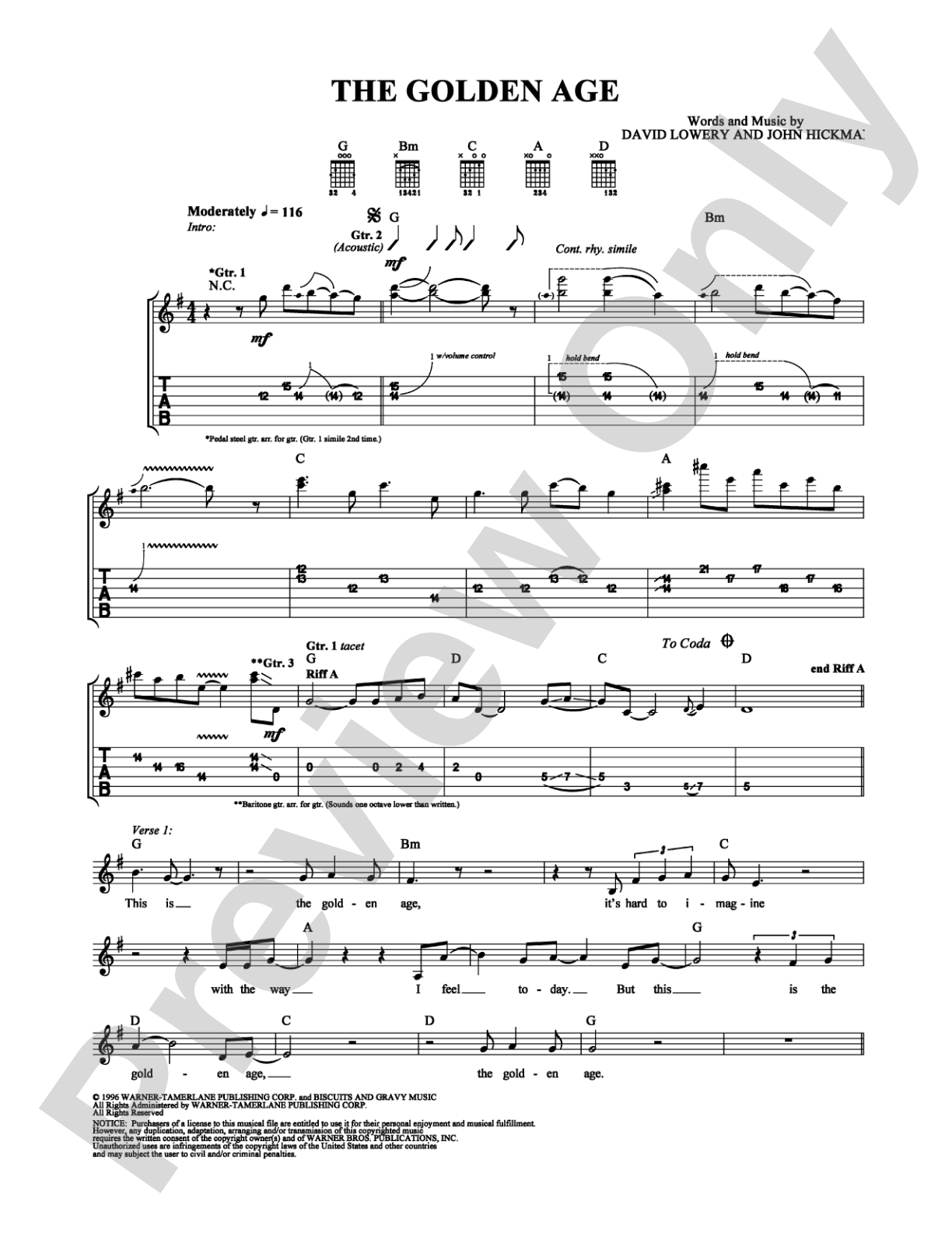 The Golden Age: Guitar TAB Digital Sheet Music