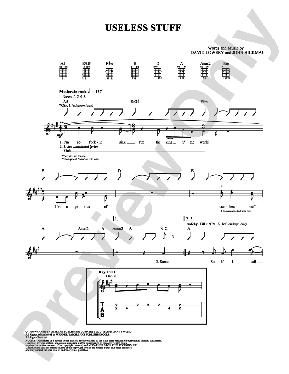 Useless Stuff: Guitar TAB Digital Sheet Music