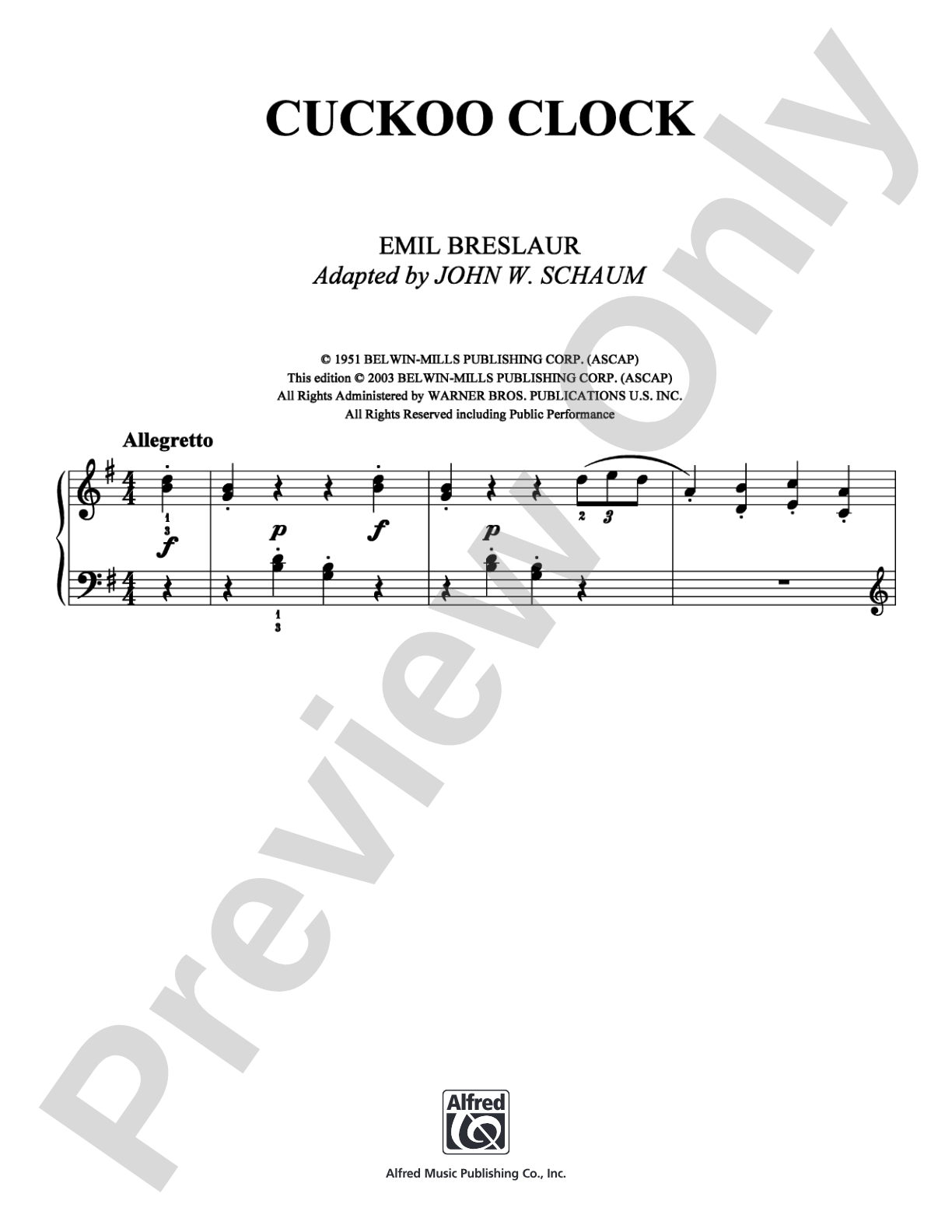 Cuckoo Clock: Easy Piano Digital Sheet Music