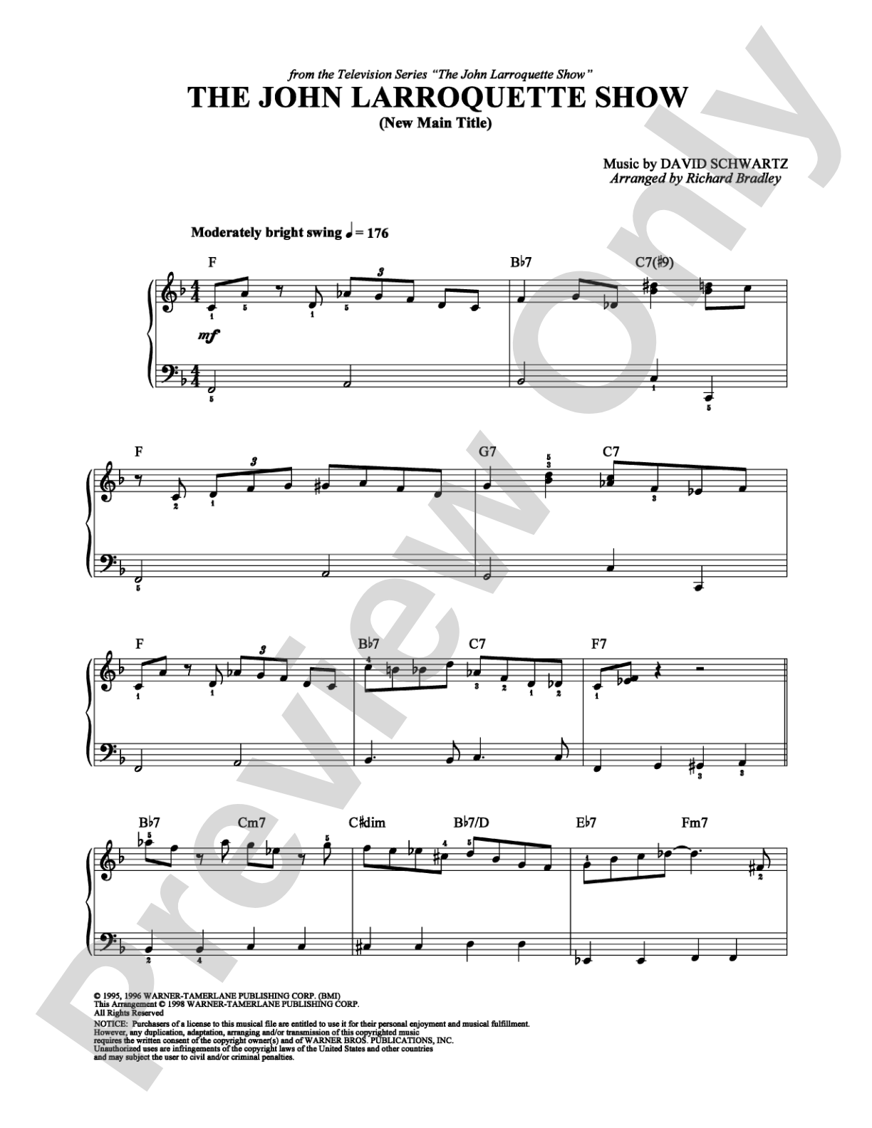 The John Larroquette Show (New Main Title): Easy Piano Digital Sheet Music