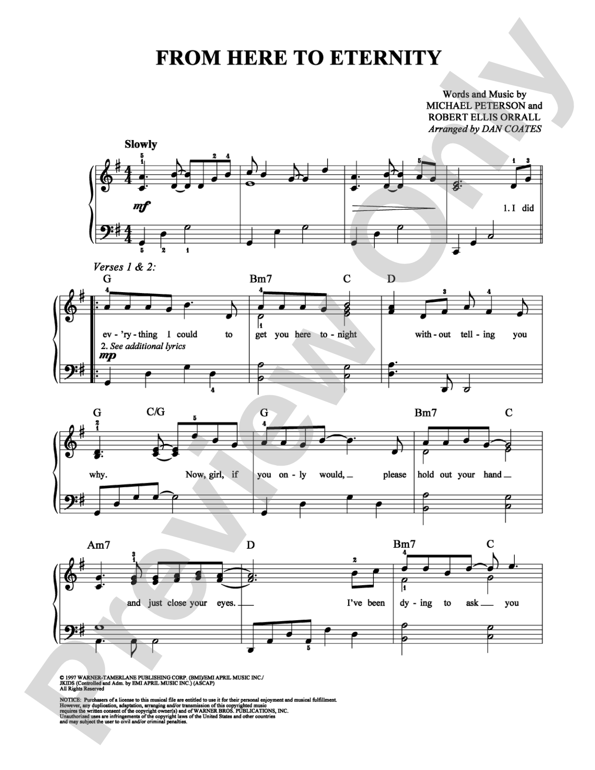 From Here to Eternity: Easy Piano Digital Sheet Music