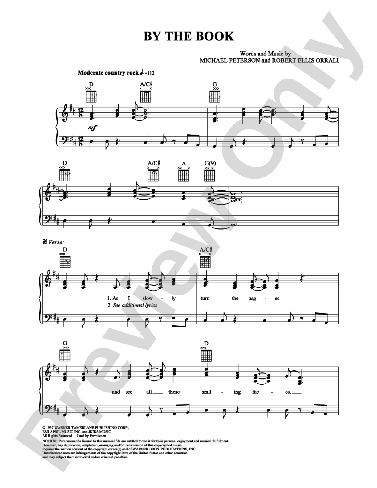 By The Book: Piano/Vocal/Chords Digital Sheet Music