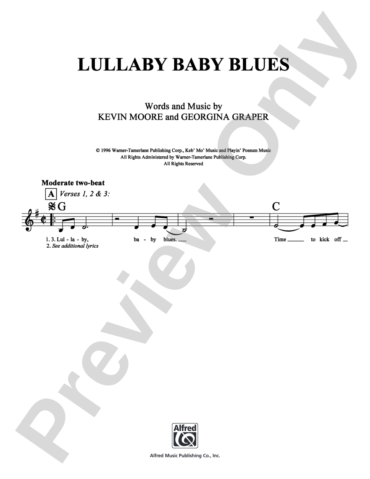 Lullaby Baby Blues: Lead Sheet Digital Sheet Music