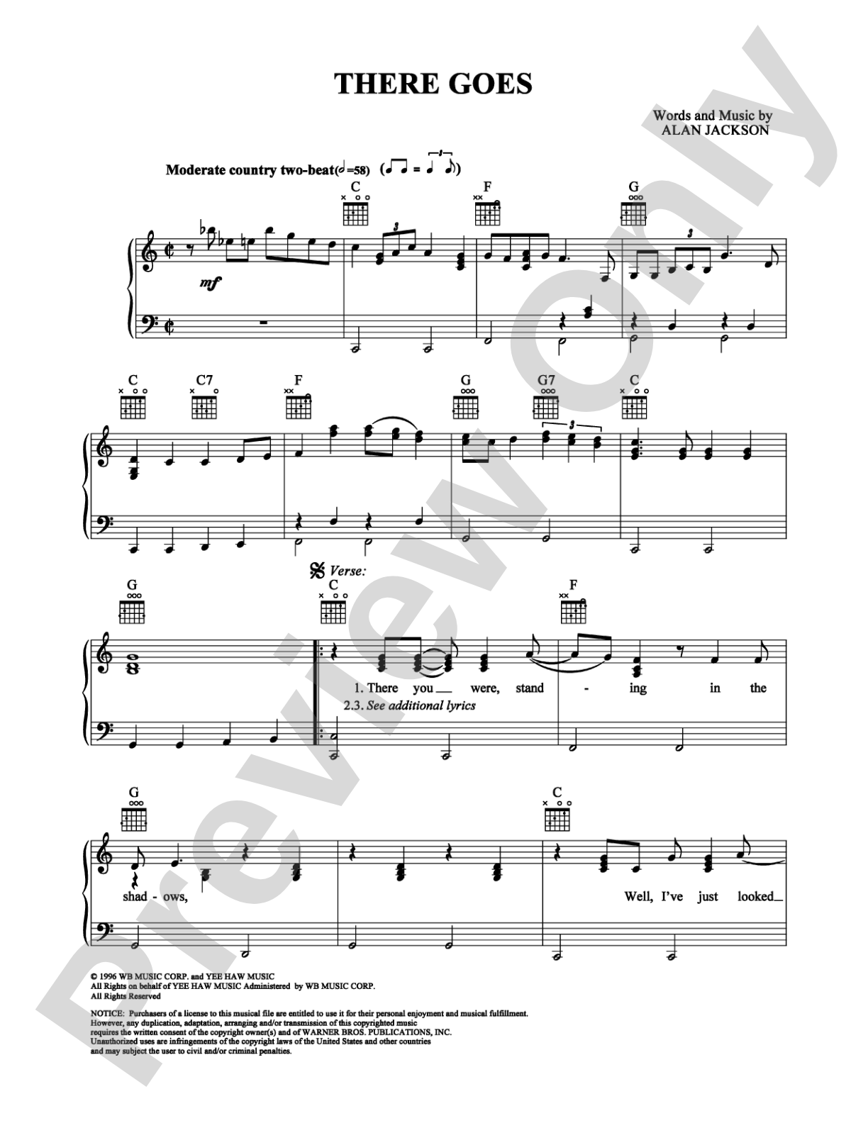 There Goes: Piano/Vocal/Chords Digital Sheet Music