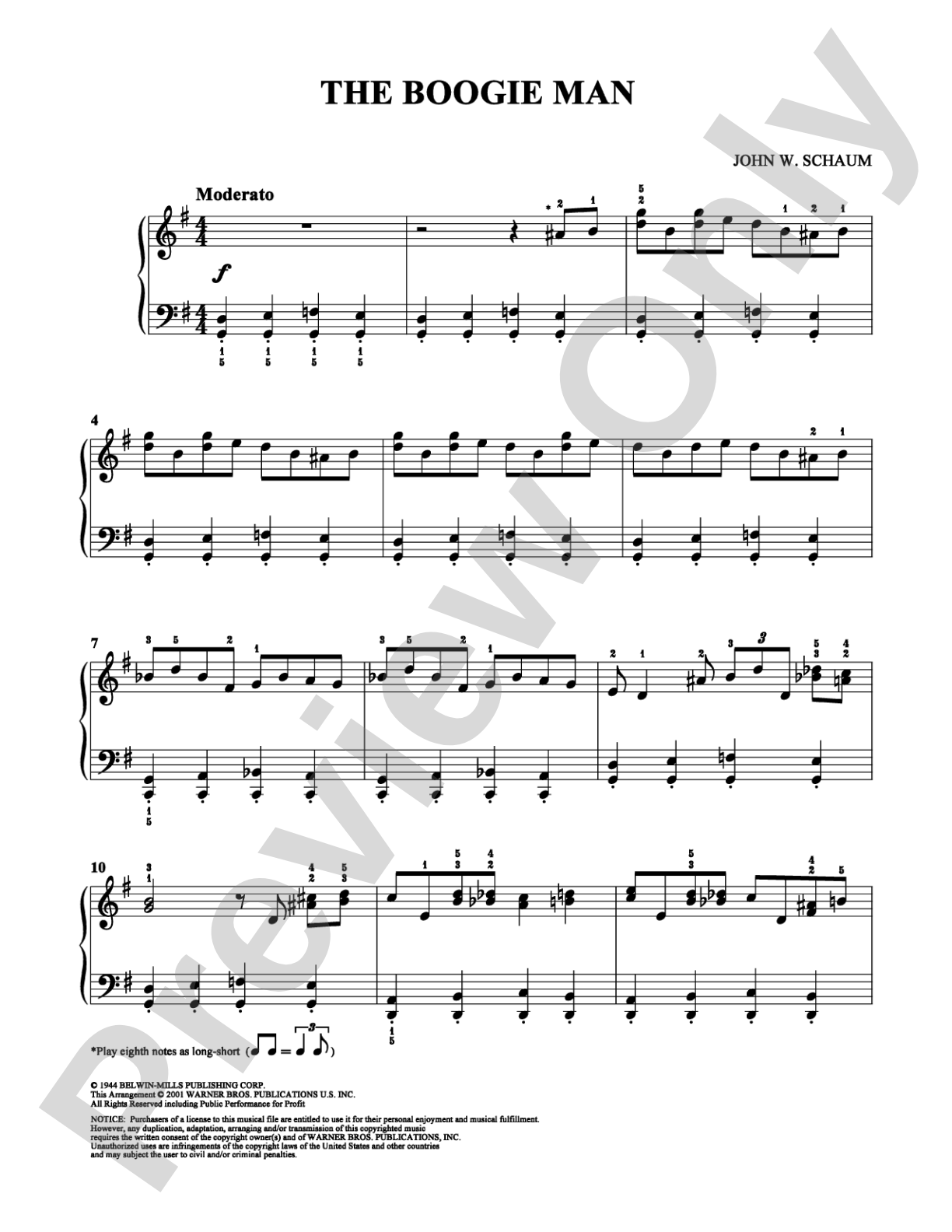 The Boogie Man: Easy Piano Digital Sheet Music