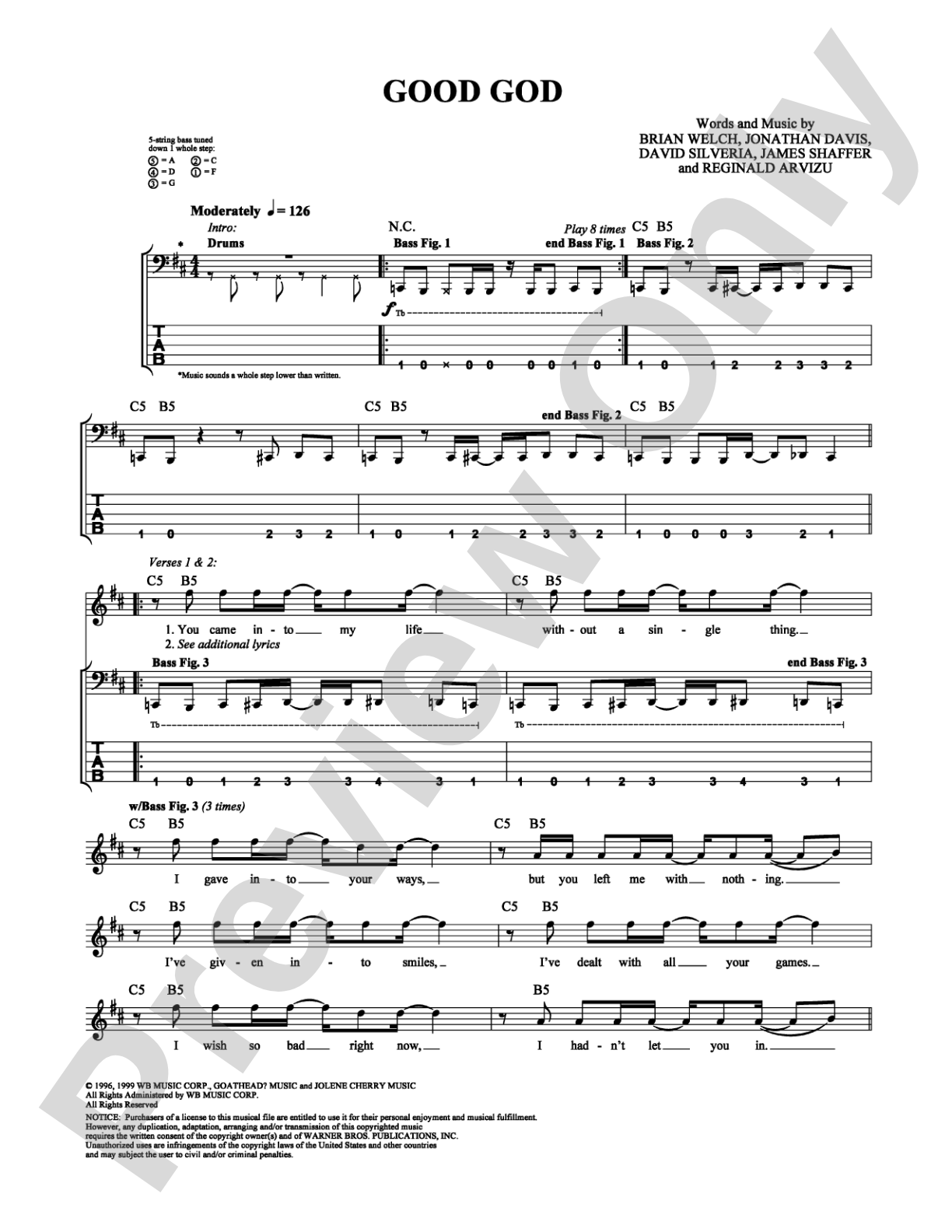 Good God: Bass TAB Digital Sheet Music