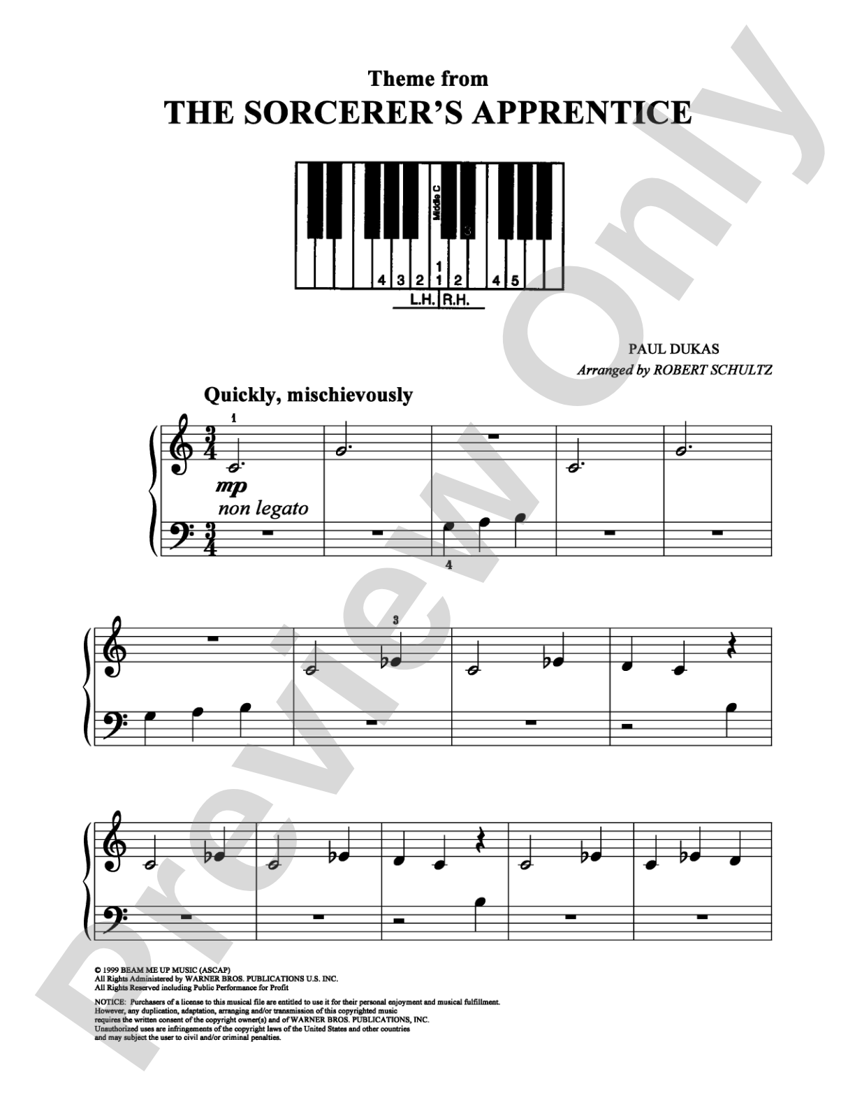 The Sorcerer's Apprentice: Easy Piano Digital Sheet Music