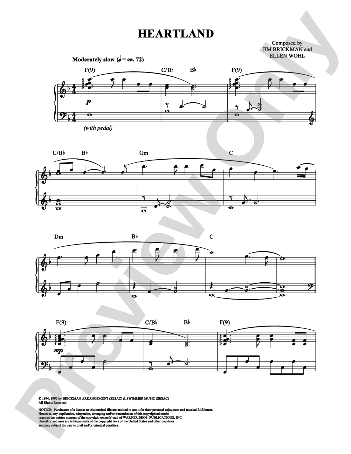Heartland: Piano Digital Sheet Music